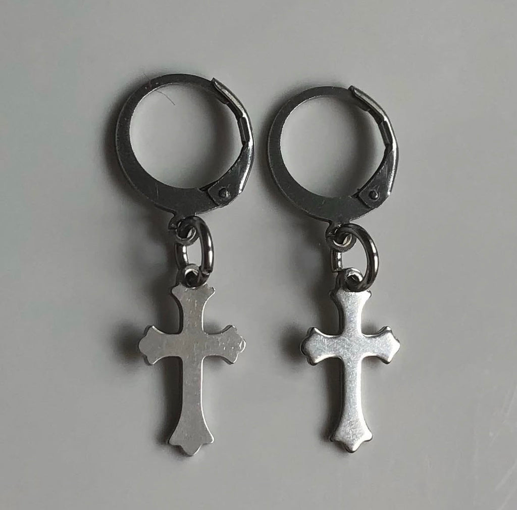 Mini Stainless Steel Cross Earrings