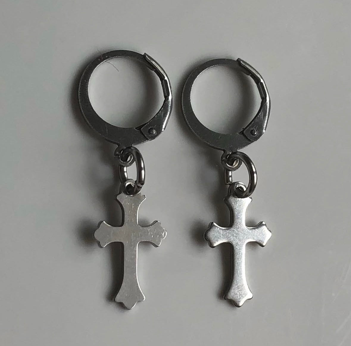 Mini Stainless Steel Cross Earrings
