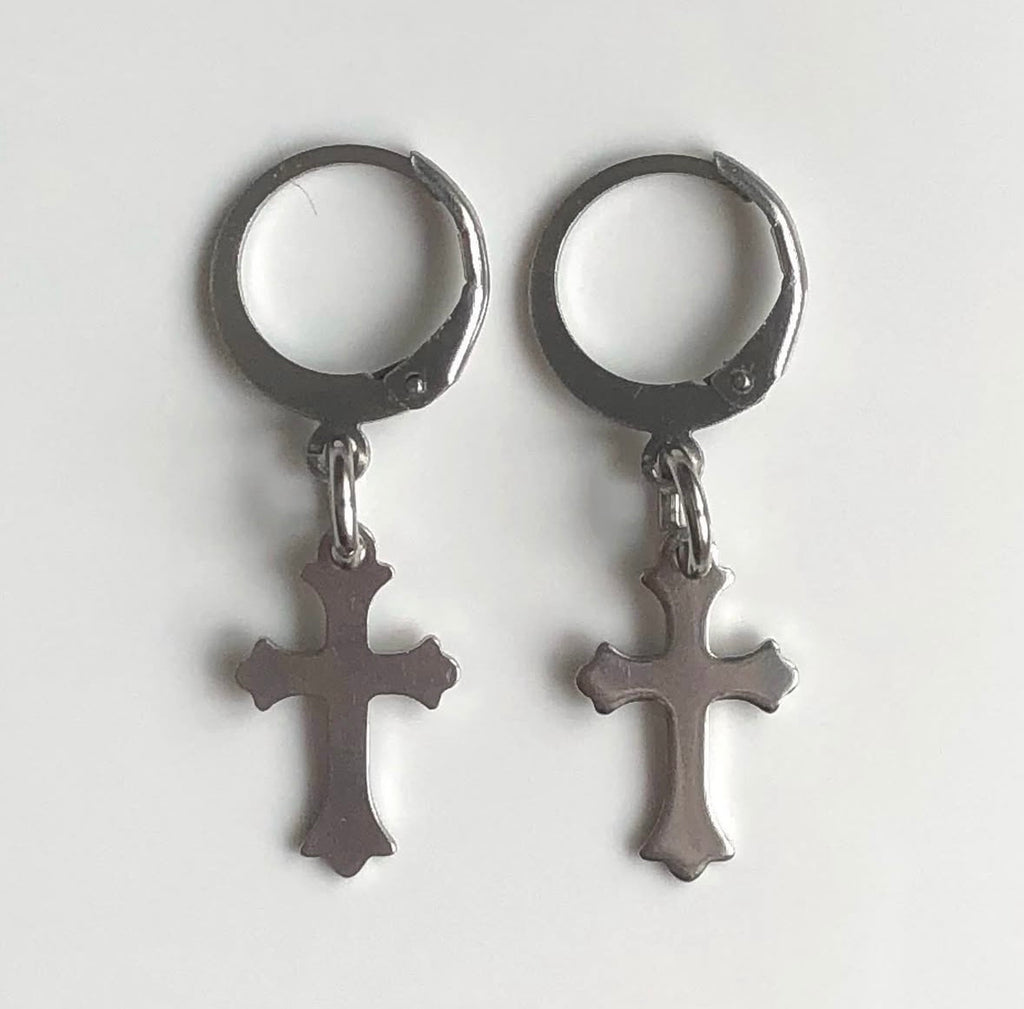 Mini Stainless Steel Cross Earrings